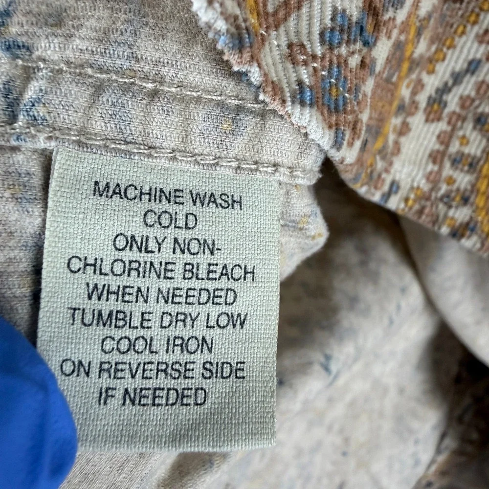 American Eagle Shirt Mens L Tan Paisley Corduroy Vintage Western Pearl Snap - Picture 10 of 11